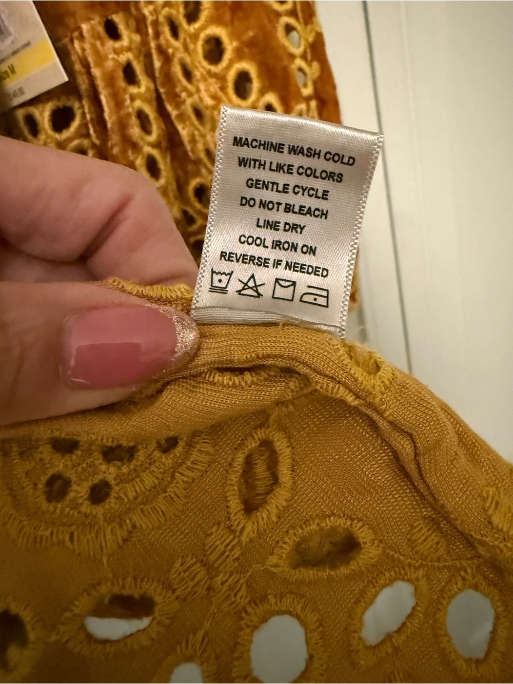 John Mark Women's Mustard Gold Velvet Eyelet Bell Sleeve Blouse - Picture 9 of 11